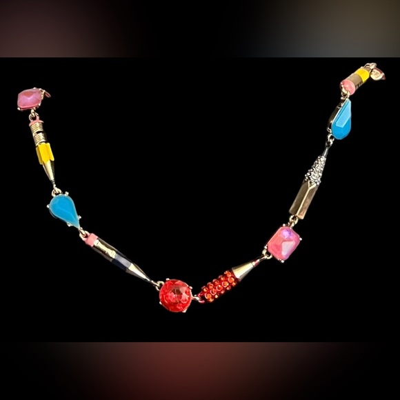 New BETSEY Johnson Back To School Collar Necklace Pencil & Mixed Stone - Picture 4 of 16